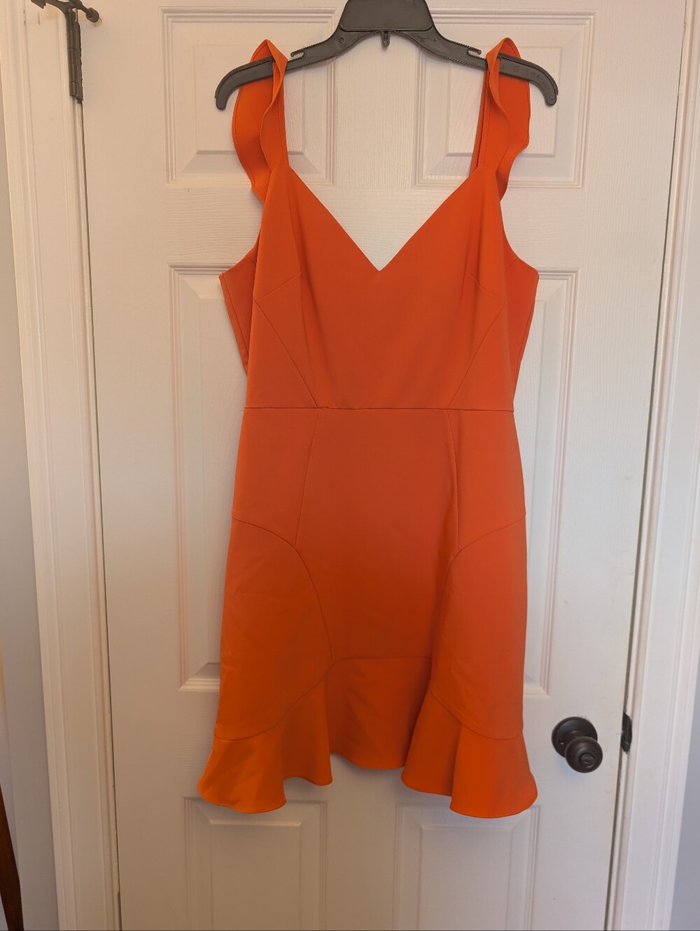 Aidan By Aidan Mattox Orange V-Neck Ruffle-Hem Mini Dress - Size 16